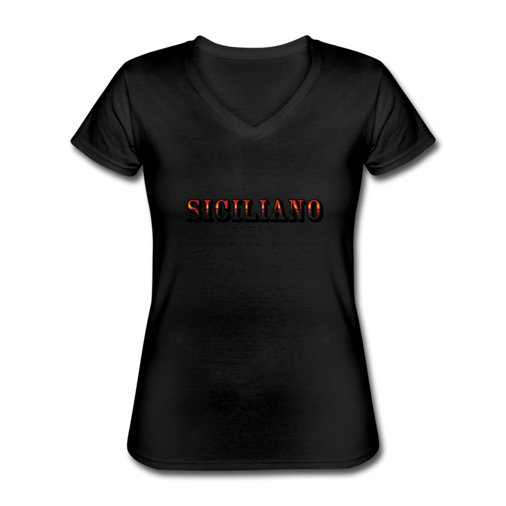 Siciliano Women's V-neck T-shirt - black