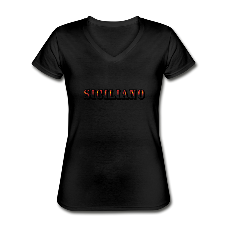 Siciliano Women's V-neck T-shirt - black