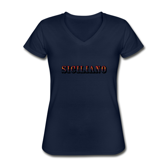 Siciliano Women's V-neck T-shirt - navy