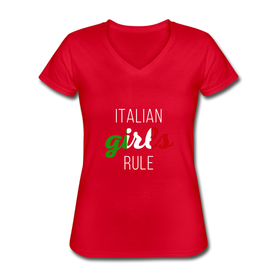 Italian girls rule Women's V-neck T-shirt - red