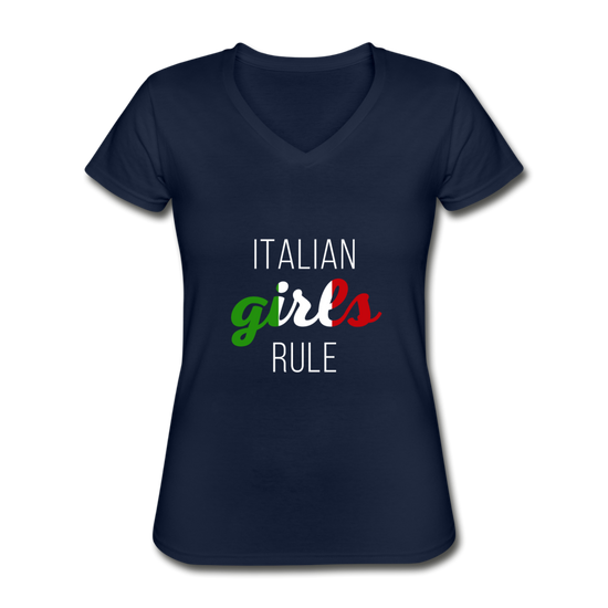 Italian girls rule Women's V-neck T-shirt - navy