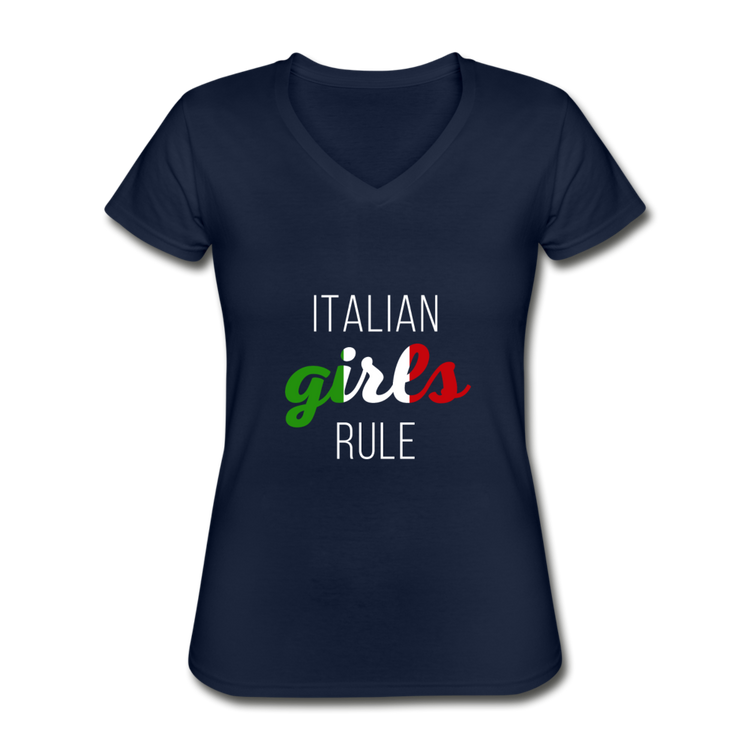 Italian girls rule Women's V-neck T-shirt - navy