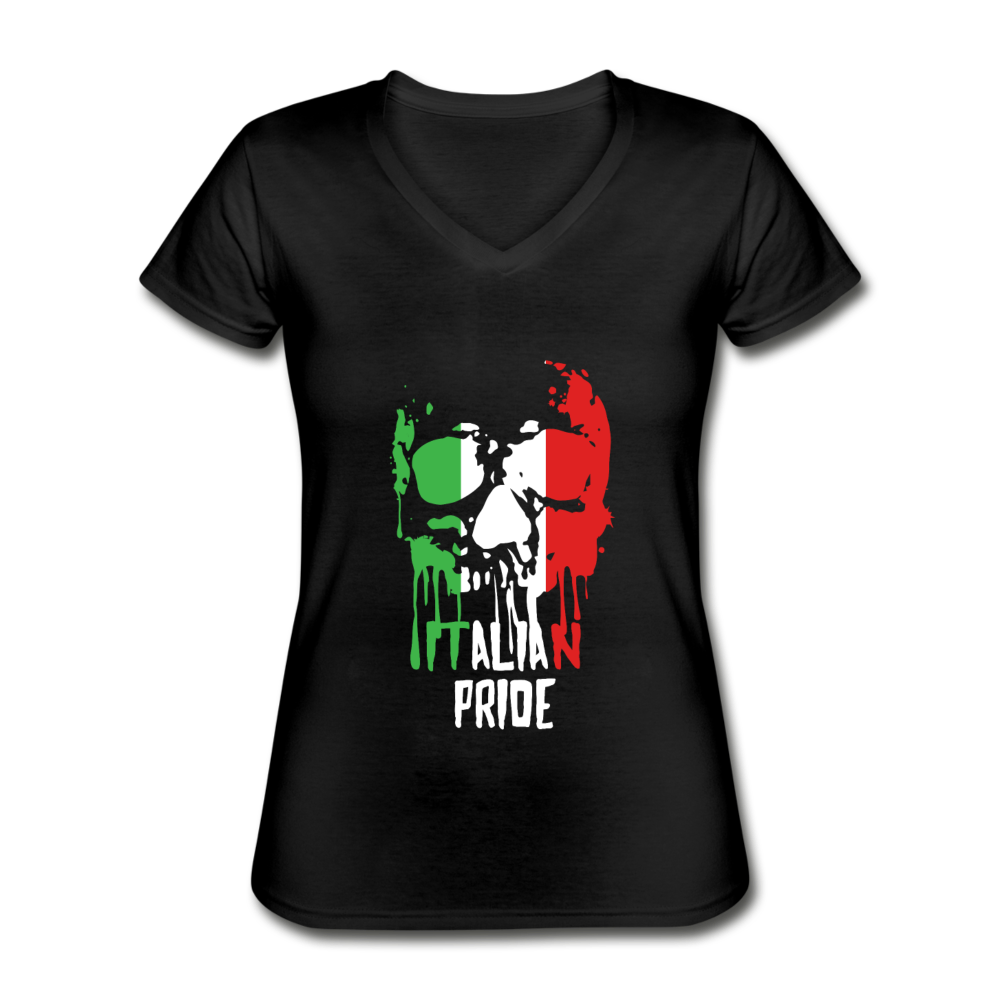 Italian Pride Women's V-neck T-shirt - black