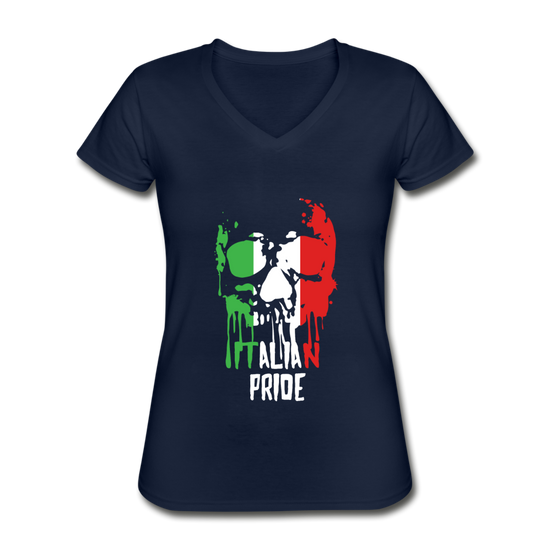 Italian Pride Women's V-neck T-shirt - navy