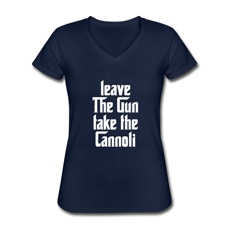 Leave The Gun Take The Cannolis Women's V-neck T-shirt - navy