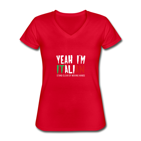 Yeah I'm Italian Women's V-neck T-shirt - red