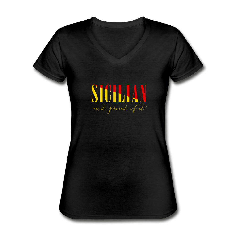 Sicilian and proud of it Women's V-neck T-shirt - black