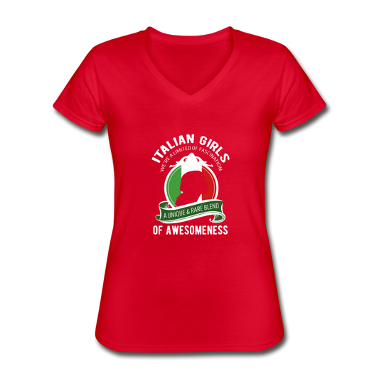 Italian Girls a unique & rare blend Women's V-neck T-shirt - red