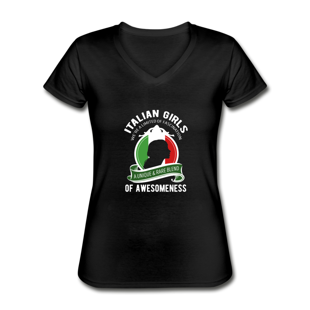 Italian Girls a unique & rare blend Women's V-neck T-shirt - black