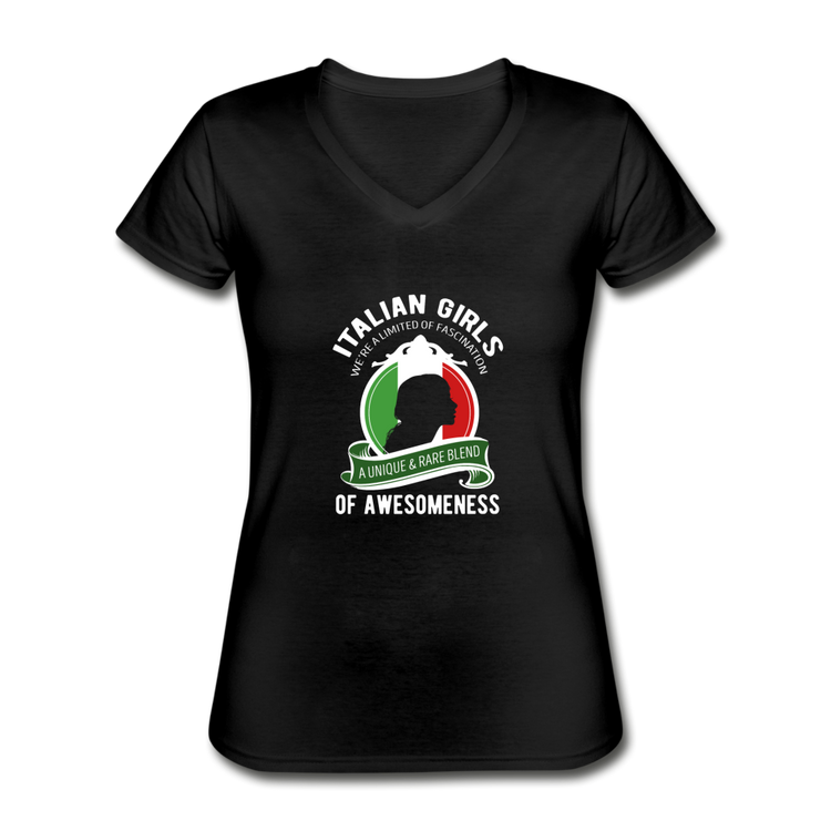 Italian Girls a unique & rare blend Women's V-neck T-shirt - black