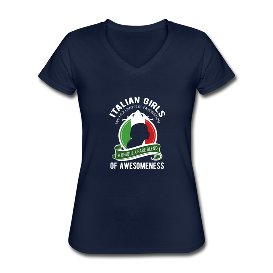 Italian Girls a unique & rare blend Women's V-neck T-shirt - navy