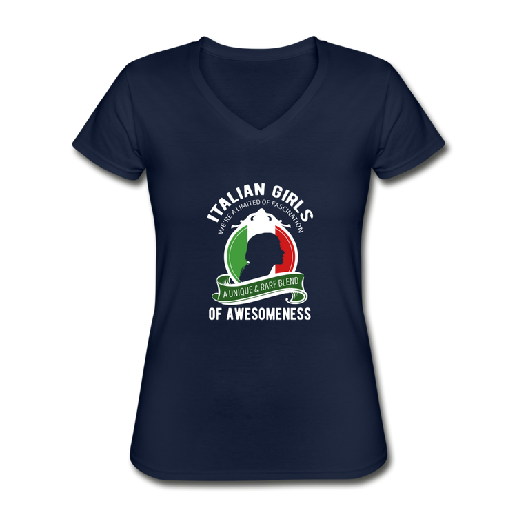 Italian Girls a unique & rare blend Women's V-neck T-shirt - navy