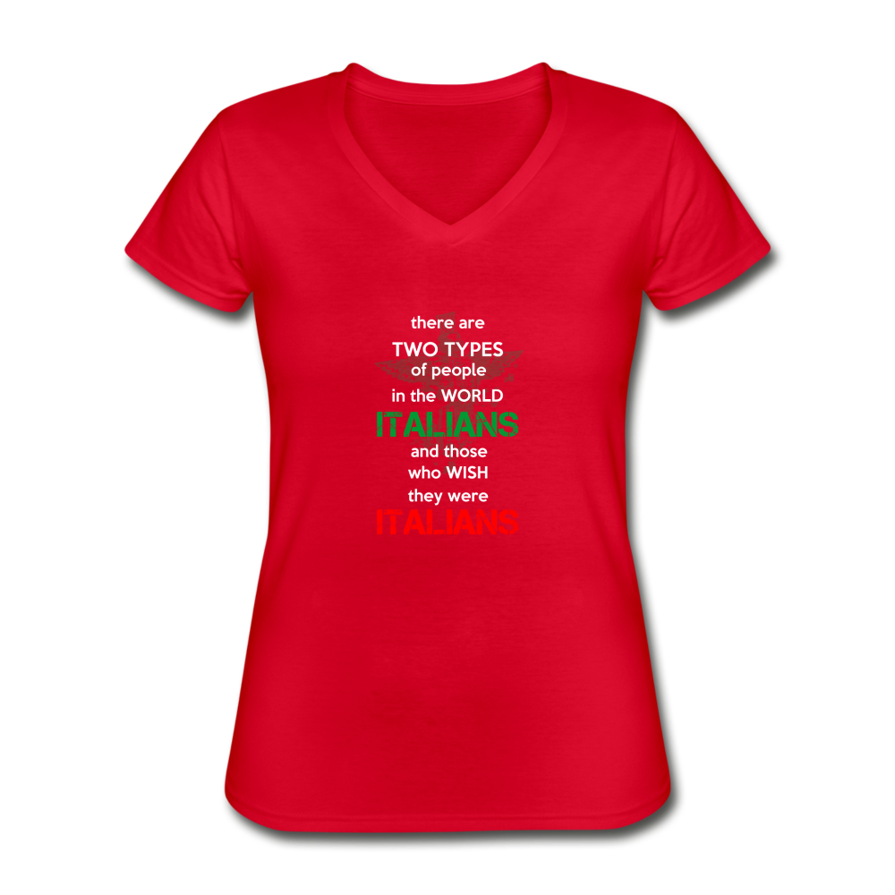 Two types of people in the world Italians and those who wish they were Italians Women's V-neck T-shirt - red