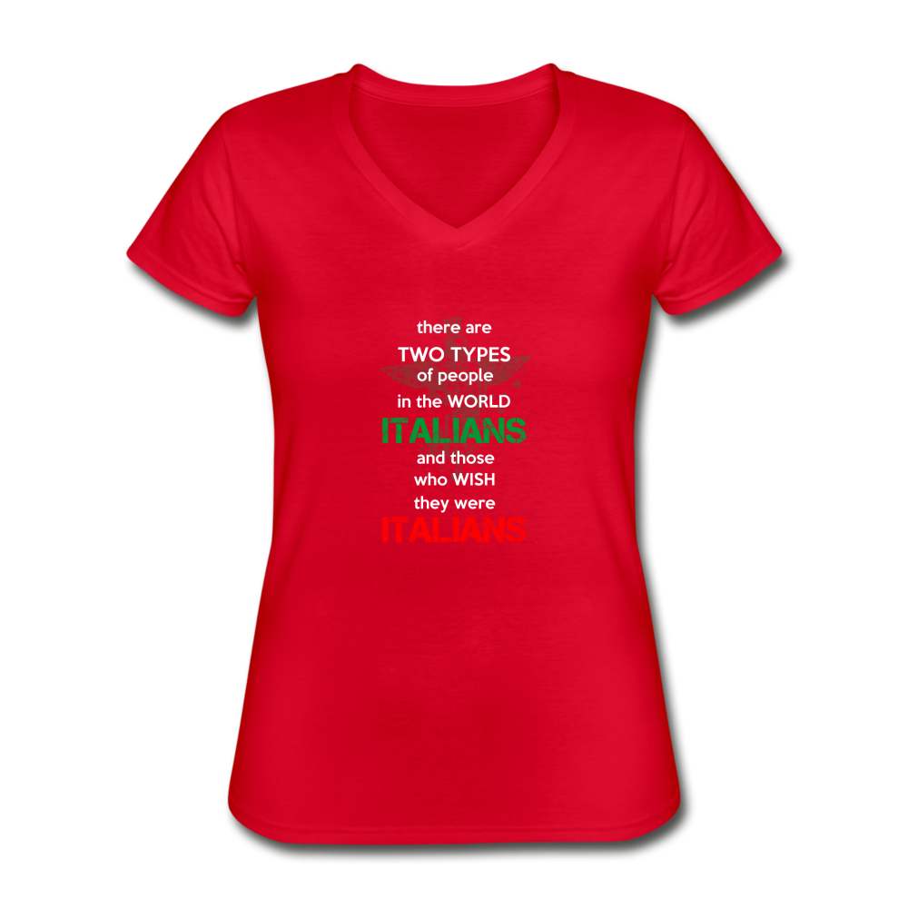 Two types of people in the world Italians and those who wish they were Italians Women's V-neck T-shirt - black
