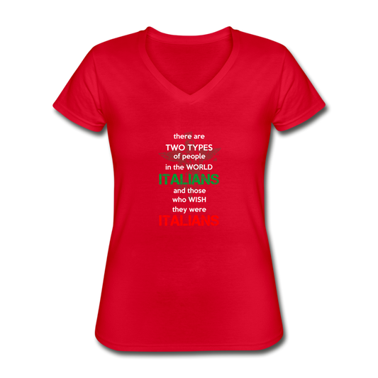 Two types of people in the world Italians and those who wish they were Italians Women's V-neck T-shirt - red