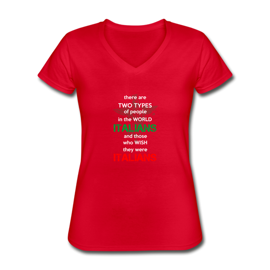 Two types of people in the world Italians and those who wish they were Italians Women's V-neck T-shirt - red