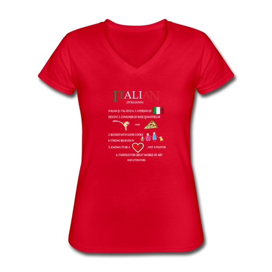 Italian (Italiano) noun Women's V-neck T-shirt - red