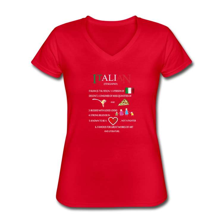 Italian (Italiano) noun Women's V-neck T-shirt - red