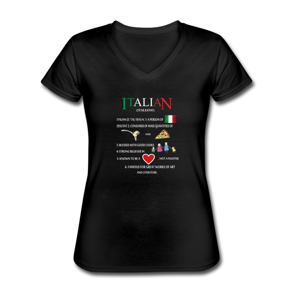 Italian (Italiano) noun Women's V-neck T-shirt - black