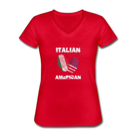 Italian American Women's V-neck T-shirt - red