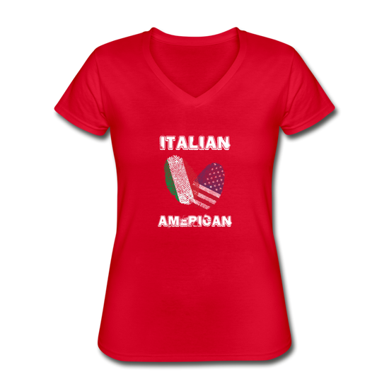 Italian American Women's V-neck T-shirt - red