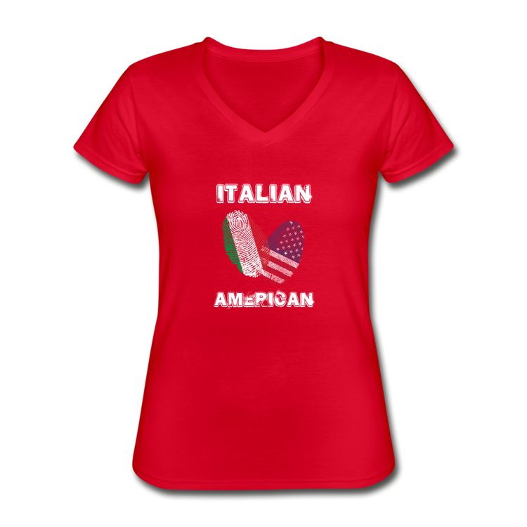 Italian American Women's V-neck T-shirt - red