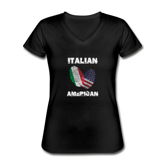 Italian American Women's V-neck T-shirt - black