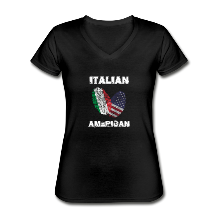 Italian American Women's V-neck T-shirt - black