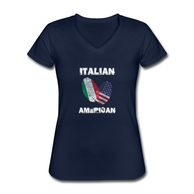 Italian American Women's V-neck T-shirt - navy