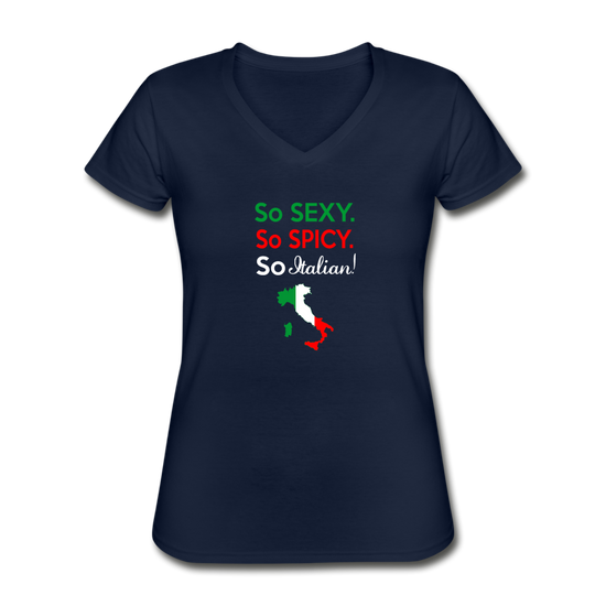 So sexy, So Italian Women's V-neck T-shirt - navy