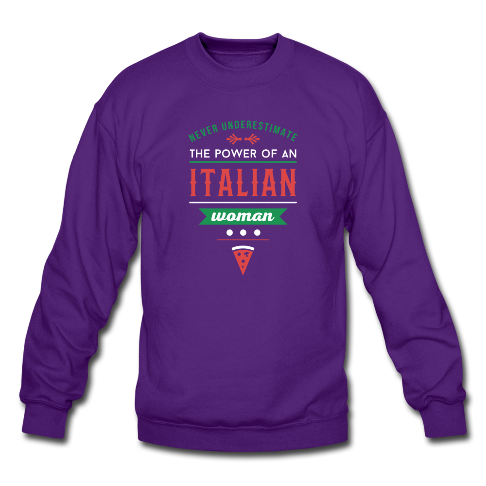 Never underestimate the power of an Italian woman Crewneck Sweatshirt - black