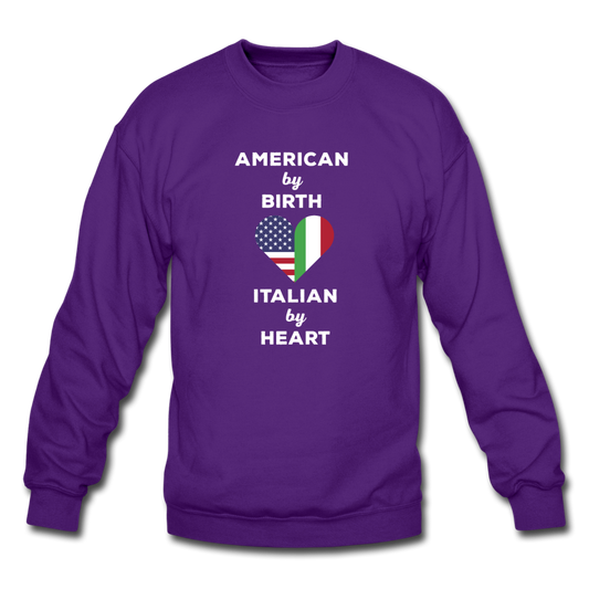 American by birth Italian by heart Crewneck Sweatshirt - purple