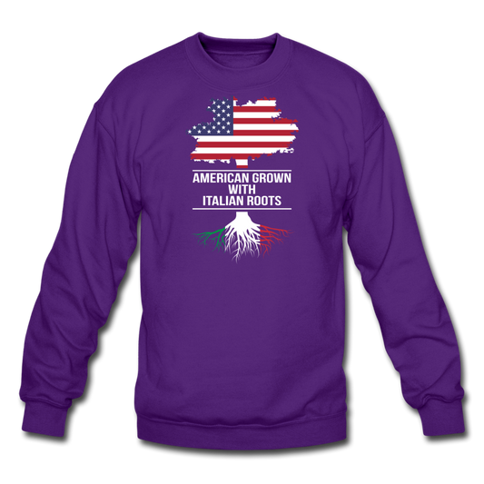 American Grown with Italian Roots Crewneck Sweatshirt - purple