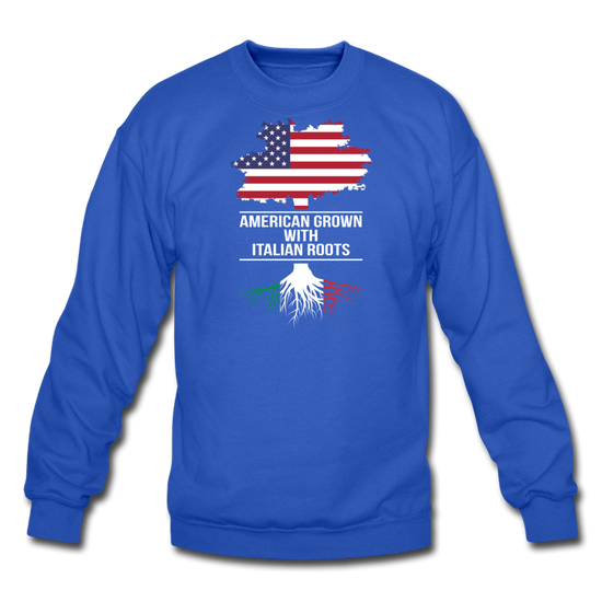 American Grown with Italian Roots Crewneck Sweatshirt - royal blue