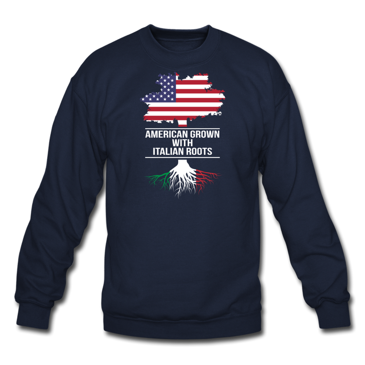 American Grown with Italian Roots Crewneck Sweatshirt - navy