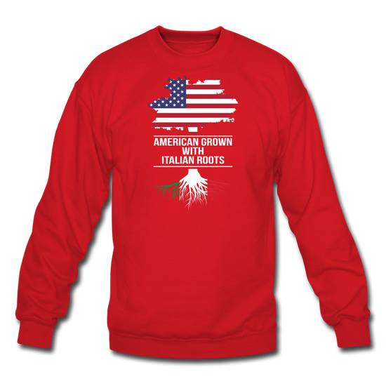 American Grown with Italian Roots Crewneck Sweatshirt - red