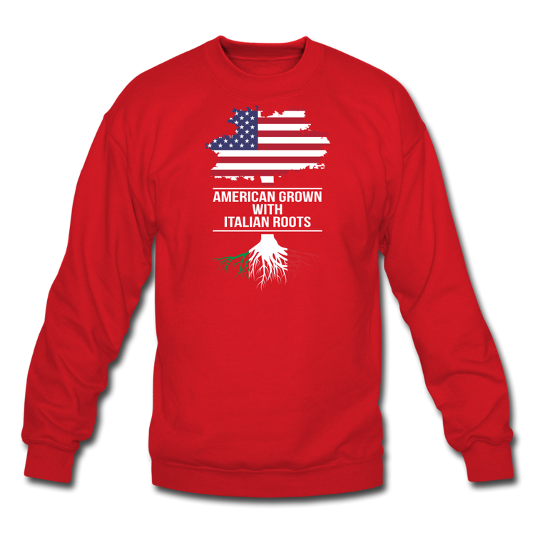 American Grown with Italian Roots Crewneck Sweatshirt - red