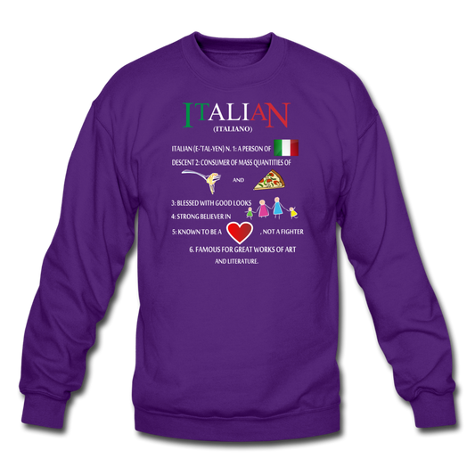 Italian (Italiano) noun Crewneck Sweatshirt - purple