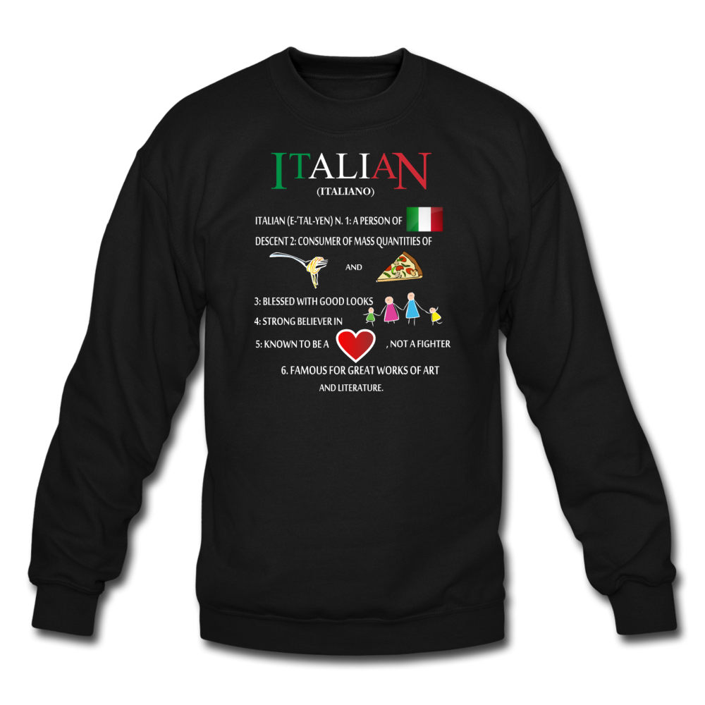 Italian (Italiano) noun Crewneck Sweatshirt - black