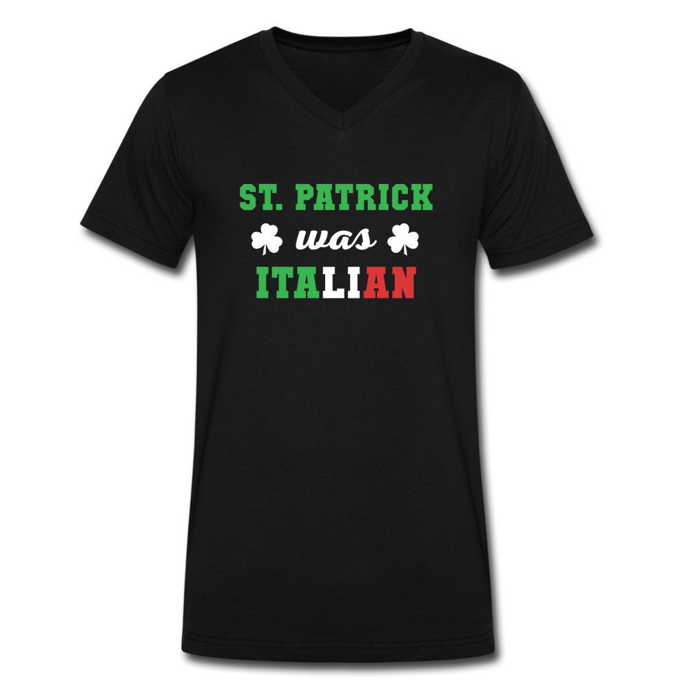 St.Patrick was Italian Unisex V-neck T-shirt - black