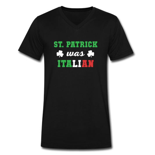 St.Patrick was Italian Unisex V-neck T-shirt - black