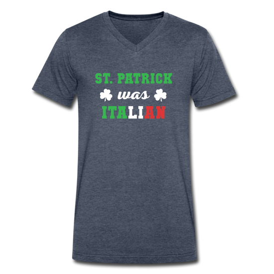 St.Patrick was Italian Unisex V-neck T-shirt - heather navy