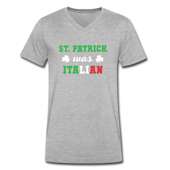 St.Patrick was Italian Unisex V-neck T-shirt - heather gray