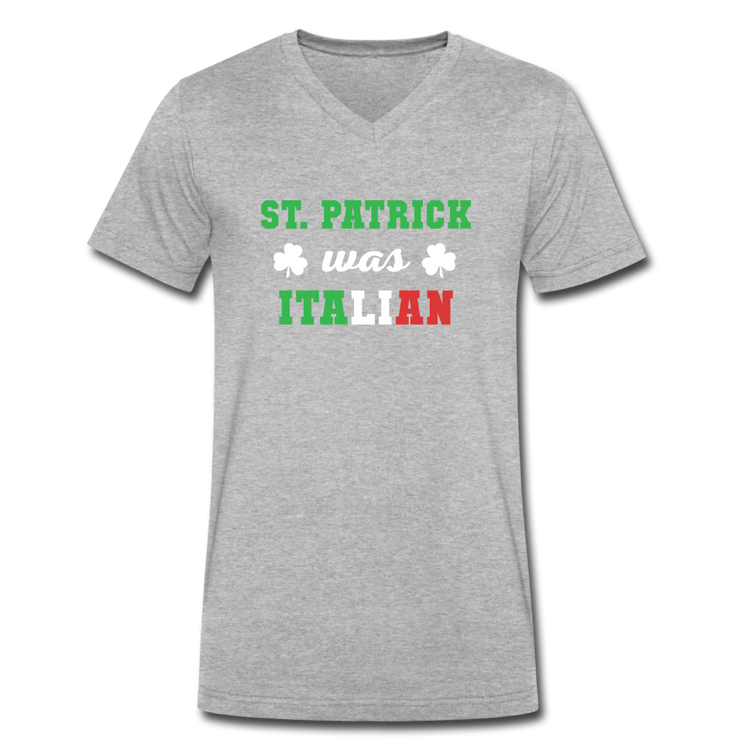 St.Patrick was Italian Unisex V-neck T-shirt - heather gray