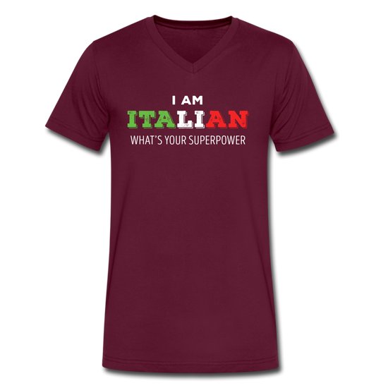 I am Italian what's your superpower? Unisex V-neck T-shirt - maroon