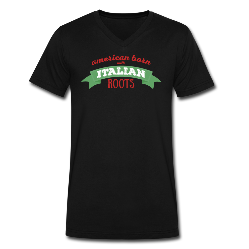 American born with Italian roots Unisex V-neck T-shirt - black
