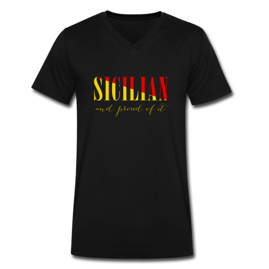 Sicilian and proud of it Unisex V-neck T-shirt - black