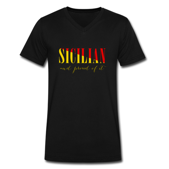 Sicilian and proud of it Unisex V-neck T-shirt - black