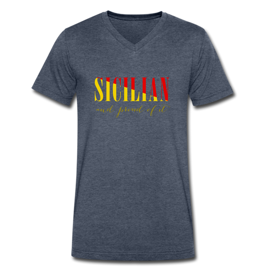 Sicilian and proud of it Unisex V-neck T-shirt - heather navy