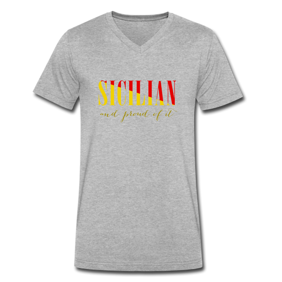 Sicilian and proud of it Unisex V-neck T-shirt - heather gray